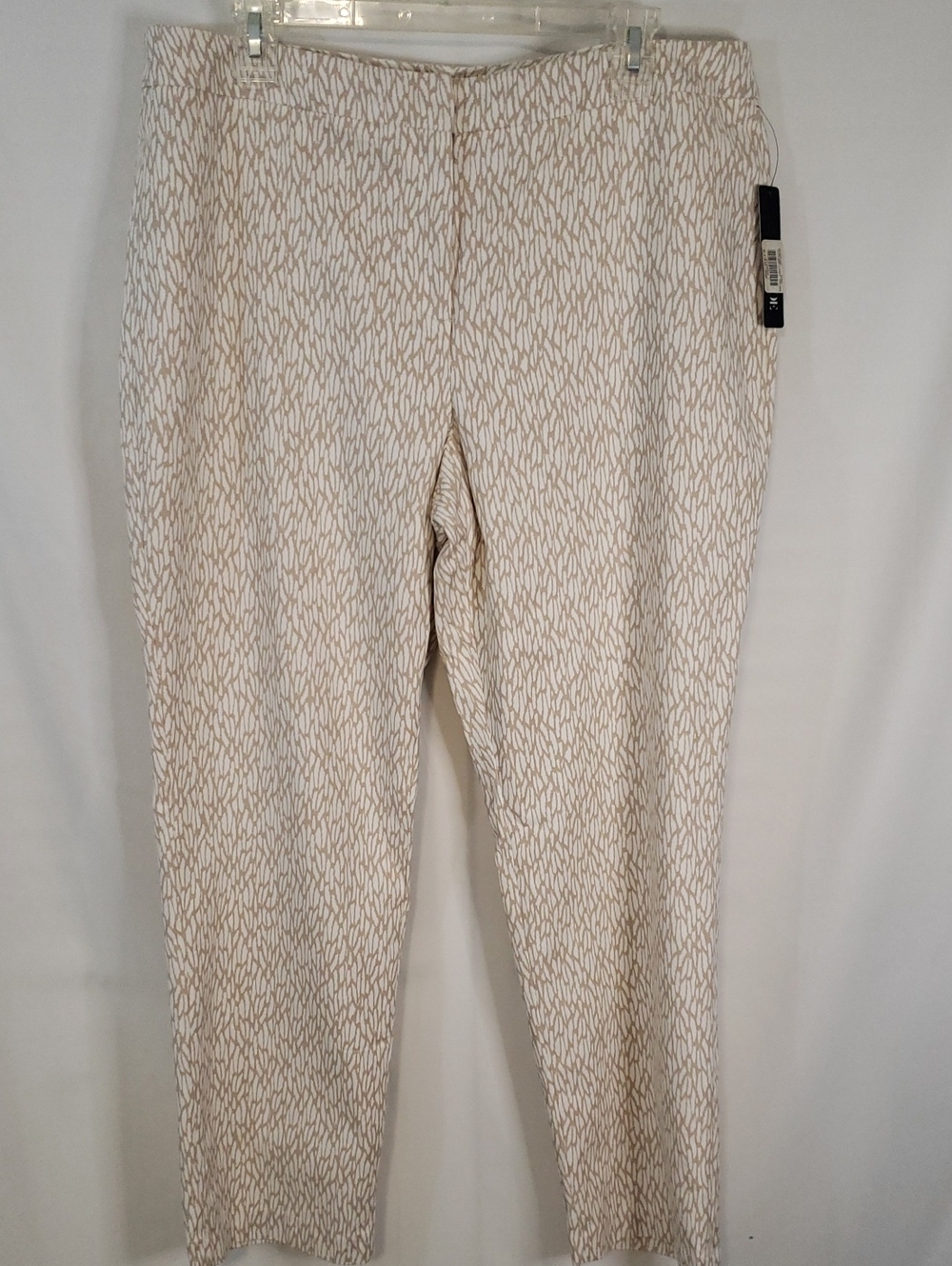Nik + Zoe Cream/Tan Patterned Dress Pants, Size 14